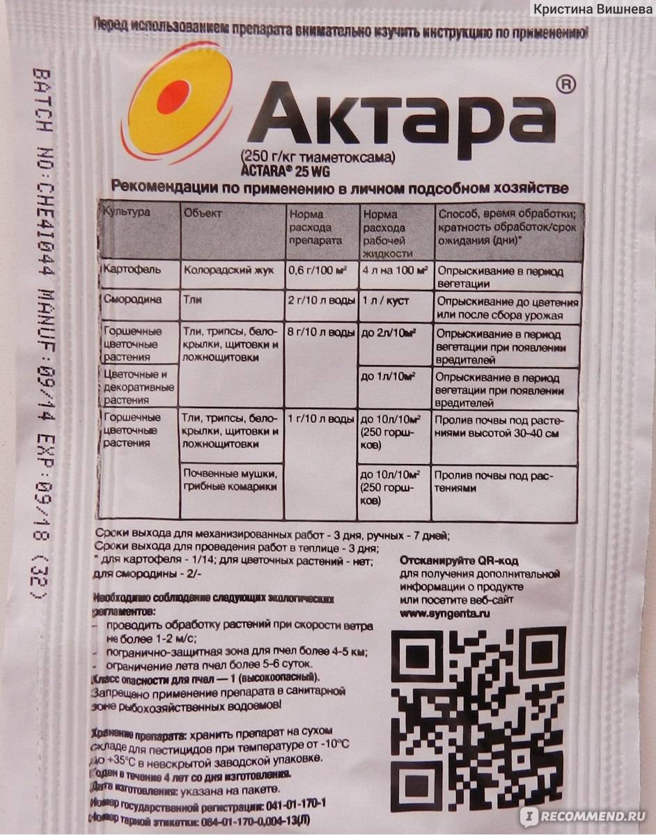 Актара - инструкция по применению, отзывы, цена на препарат и хранение